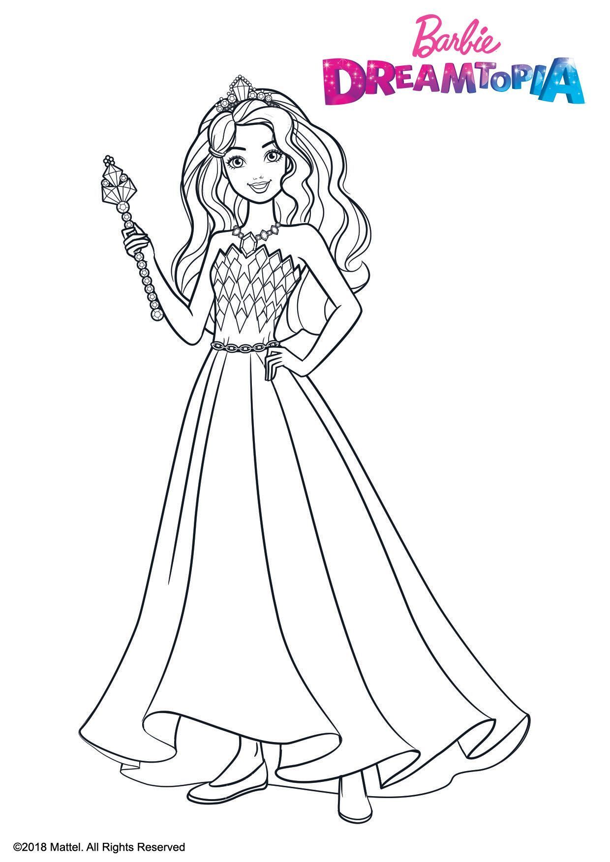 Coloriage Barbie Princesse Étincelante et Paillettes - Barbie à imprimer